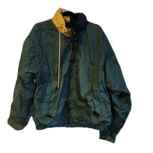 Vintage 80s 90s BOAT U.S. Blue Green Yellow Windbreaker Jacket Colorblock XL Vtg